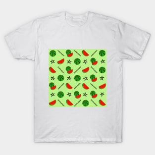 Summer pattern with watermelon on a green background T-Shirt